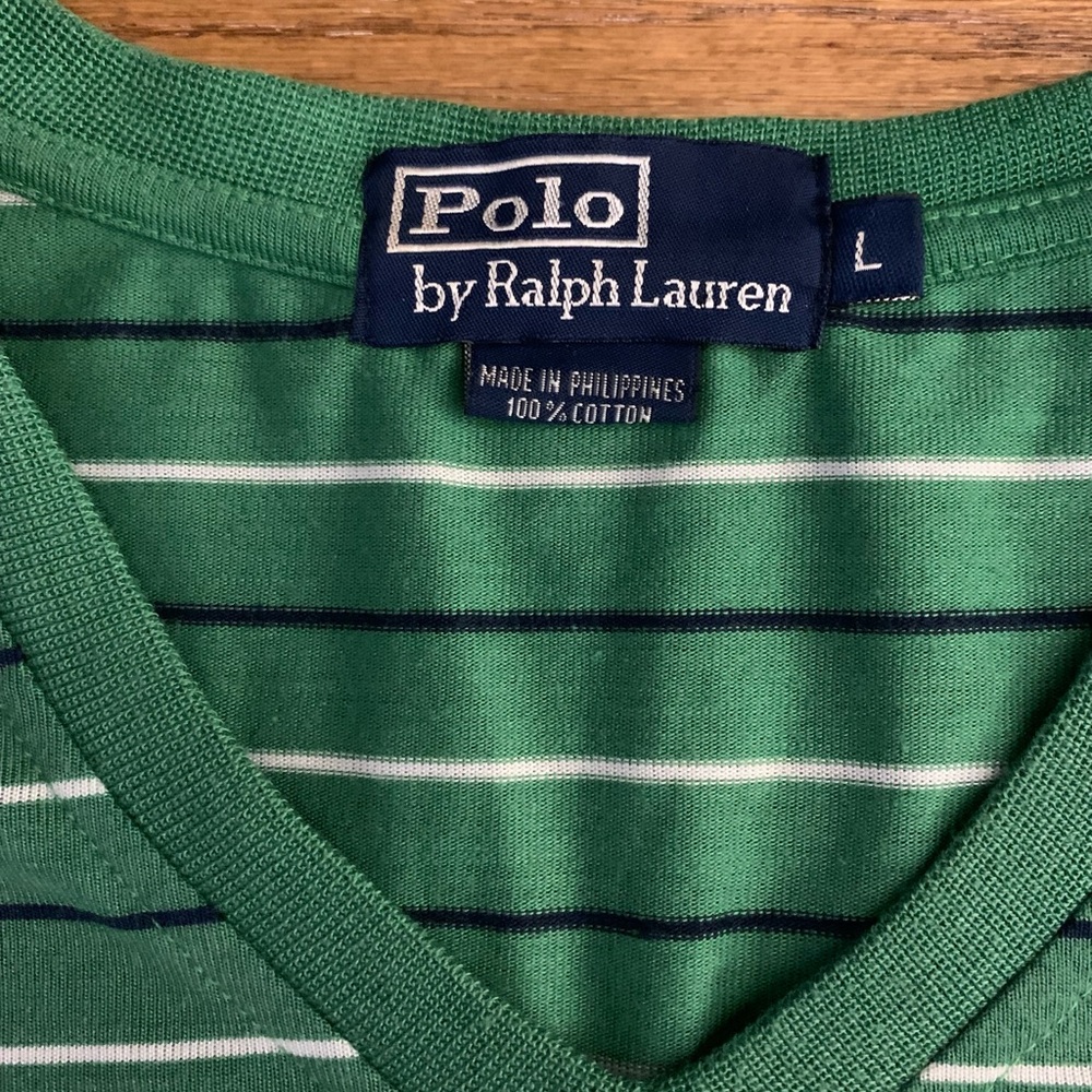 RL POLO All Cotton Striped V Next Tee - Picture 2 of 5